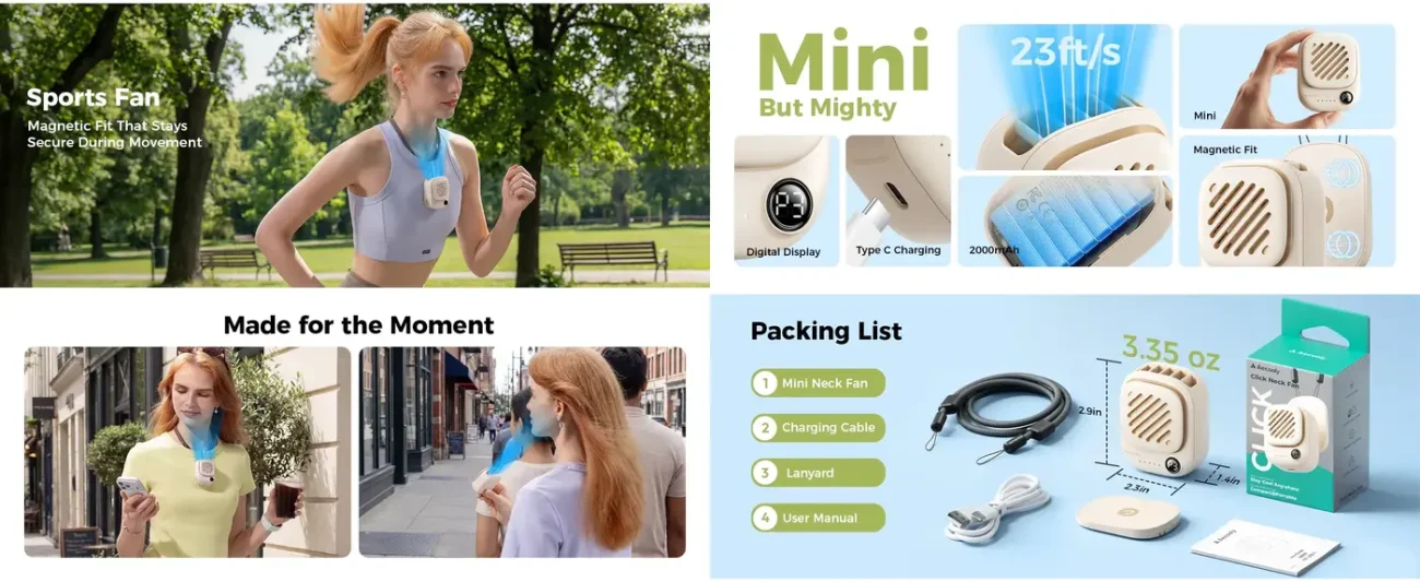 Aecooly Click 01 NK01 Mini Portable Neck Fan