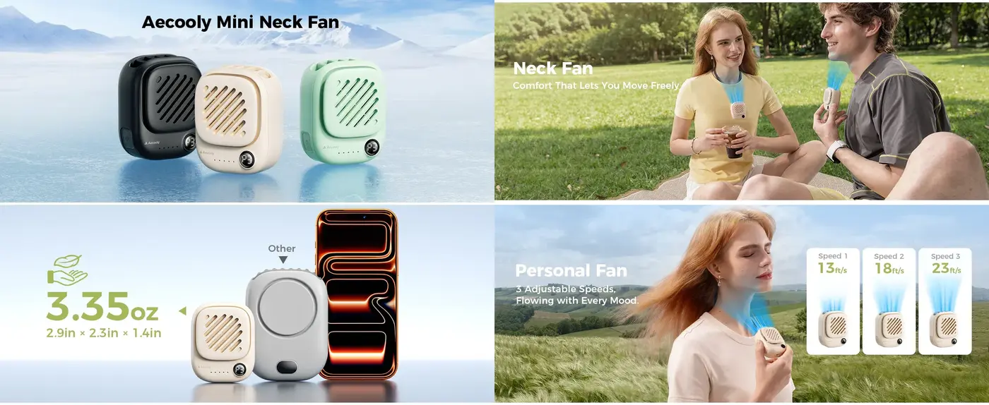 Aecooly Click 01 NK01 Mini Portable Neck and Clip Fan image 6